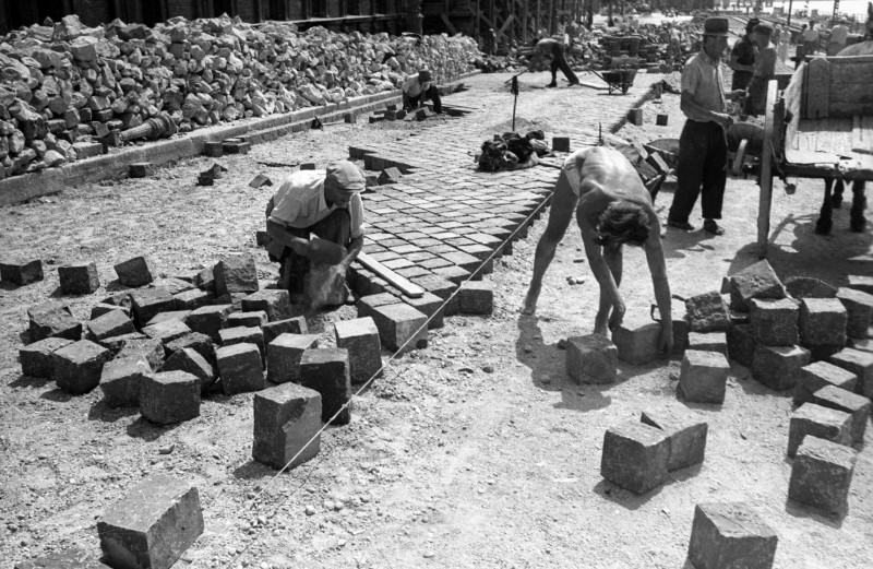 09 Budapest kosckakő Fővám tér egykori Dimitrov 1950 FOTO Fortepan UVATERV