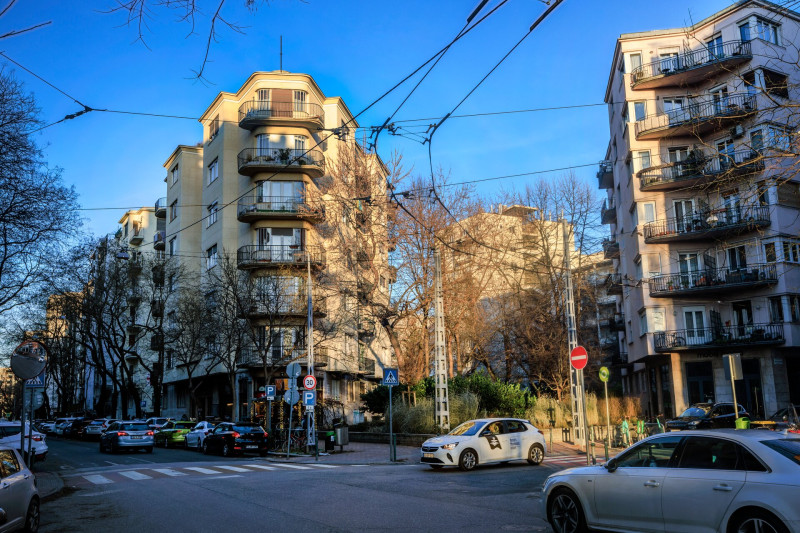 A lakóház egyedi formájából adódóan „Vasalóház"-ként csúcsosodik a Pozsonyi út– Szent István park–Victor Hugo utca kereszteződésében