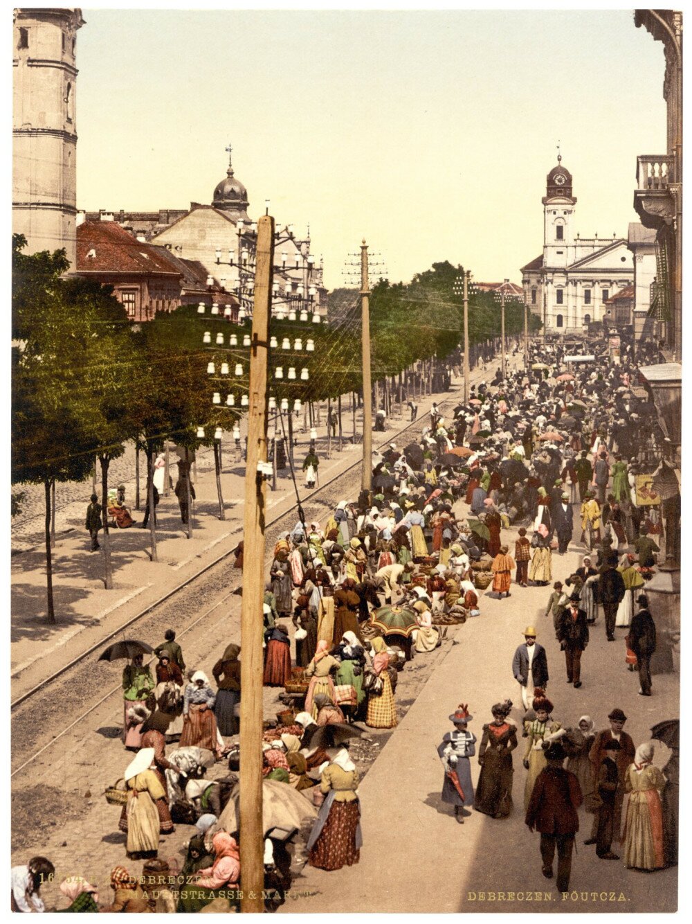 Debrecen, Nagytemplom és Piac utca 1900 körül