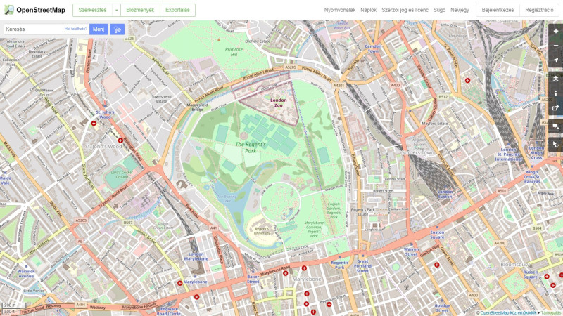 Regents Park elso rogzitett terkepi adat